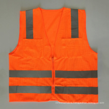 American High visibility ANSI/ISEA107 orange yellow zipper reflective safety vest with pockets